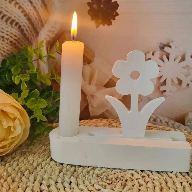 Flower Candle Holder Molds, Flower Candle Stand Molds with Tealight Base Mould for DIY Candle Holder Easter Decorations