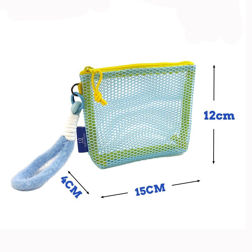 Portable Mesh Cosmetic Bag Candy Color Transparent Lipstick Key Storage Pouch Square Ultralight Zipper Coin Purse
