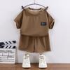 Set Maglietta a Maniche Corte e Pantaloncini per Bambini Texture a Nido d'Ape Sottile Estivo Casual per Ragazzi Ragazze Abbigliamento Quotidiano Uso Domestico Vita Elastica