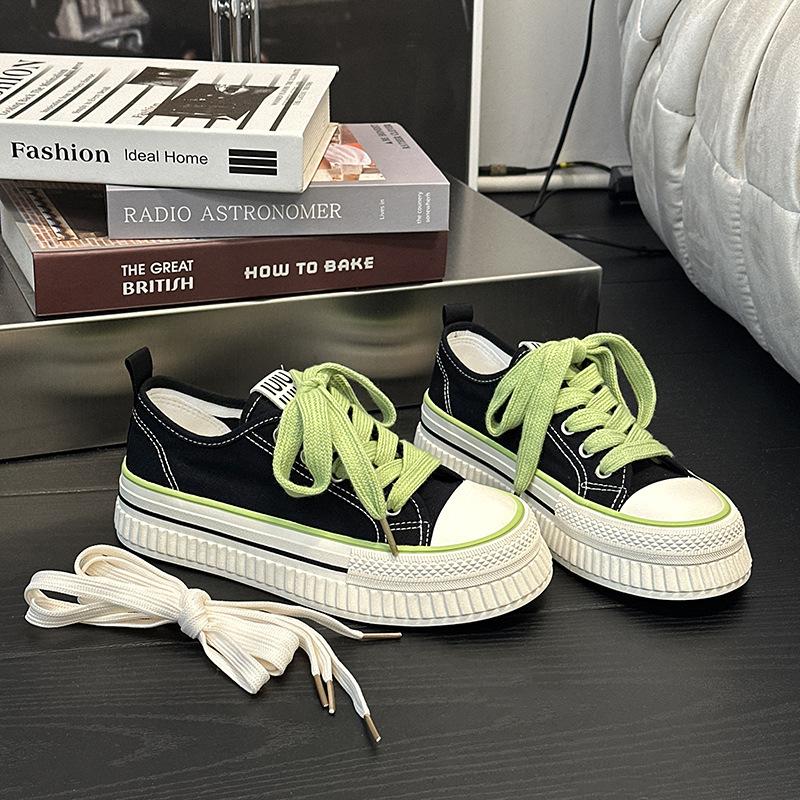 67 Original design heightening canvas shoes women's thick-soled round head white shoes casual heightening round head board shoes