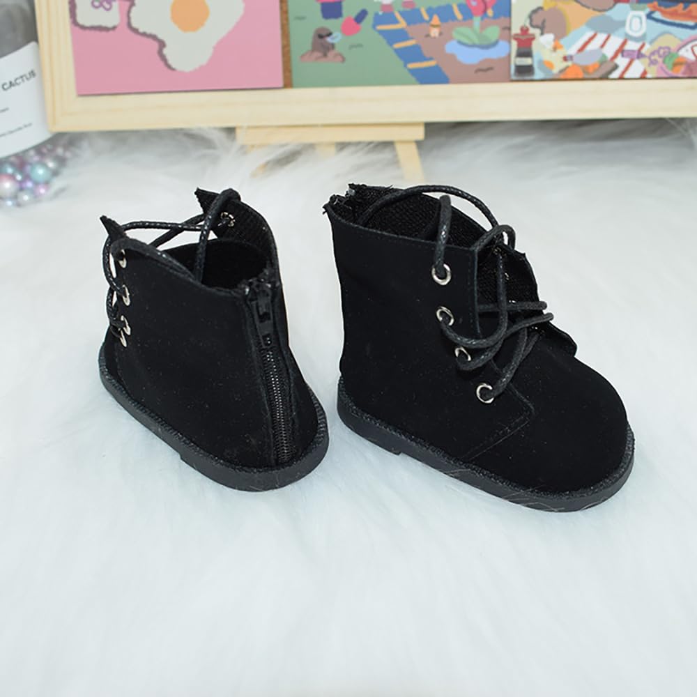 niannyyhouse 40cm Plush Toy Leather Shoes, Thigh-High Boots, Shoe Length: Approx. 9.5cm, Dress-Up Doll Accessories (Black)