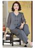 Plus Size Women's Summer Wide-Leg Pants Two-Piece Set for Middle-Aged and Elderly