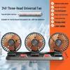Powerful Silent 3-Head USB Car Fan, 24V for Trucks, 12V for Vans
