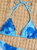 Bedruckter Bikini zum Binden Dreieck Sexy Bikini geteilter Badeanzug für Frauen