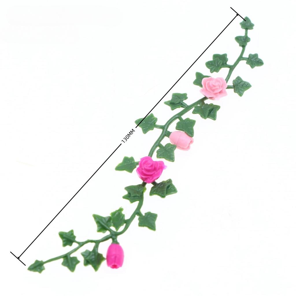 2Pcs Dollhouse Miniature Rose Flower Vine Climbing Rose Wattle Home Decor Garden Scene Ornaments Artificial Plants Flower Vine