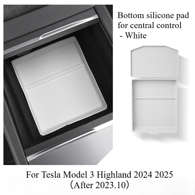 For Tesla Model 3 Y Juniper Highland 2025 Center Console Armrest Storage Box Stowing Tidying Lower Bottom Mat Organizer Tray Pad