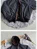 Unisex Hooded Winter Jacket with Vertical Stripes, Leopard Print Lining, and Color Block Patchwork.