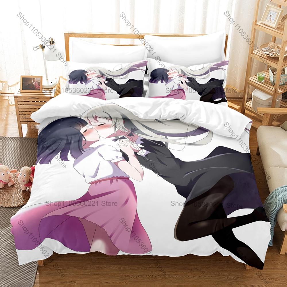 Cute Daily Vampire Manga Tonari No Kyuuketsuki-san Art Print Bedding Set 3in1 1 Duvet Cover 2 Pillowcases Soft Household Bed