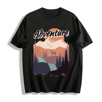 Adventure Mountain Forest Graphic Casual T-Shirt Pure Cotton T-shirt