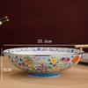 Gold Stroke 8 Inches Large Soup Bowls Salad Bowl Ceramic Plate Palace Style Restaurant Home Ten Thousand Flower Enamel Tableware