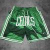 Shorts Deportivos Americanos Bordados Celtics Mixiu para Hombre Retro de Secado Rápido Transpirables Street Shorts Shorts de Baloncesto