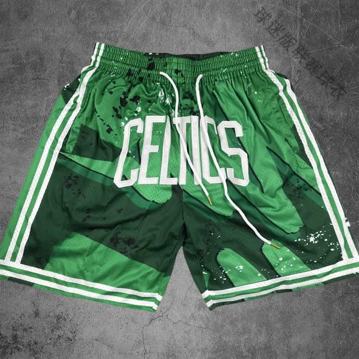 Shorts Deportivos Americanos Bordados Celtics Mixiu para Hombre Retro de Secado Rápido Transpirables Street Shorts Shorts de Baloncesto