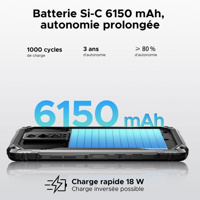 DOOGEE Blade 10 Pro Energy Smartphone Robuste 32Go+256Go Écran 6.56" Telephone Portable Incassable 6150mAh 50MP Dural SIM/NFC Noir
