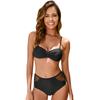 Bikini sexy de culoare solidă Costum de baie pentru femei, fără spate, cu cusături din plasă