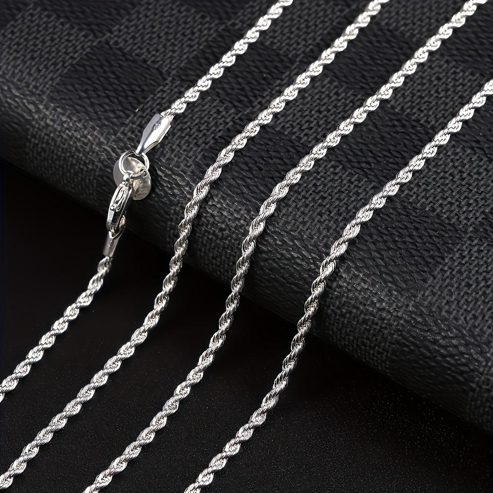 1pc Gorgeous Silvery Twisted Rope Chain Necklace, Long Sweater Chain - Perfect For DIY Pendant Necklace For Girls, DIY Necklace, 16"-30"