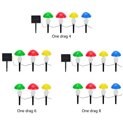 1 Drag 4/6/8 Mushroom String Light IP65 Solar Mushroom Landscape Light Lighting Ornaments Holiday Gift for Garden Courtyard Lawn