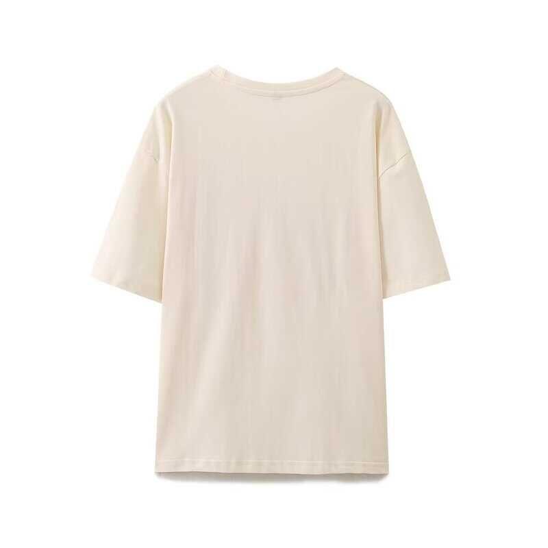 2024 Summer New Arrival American Retro Loose Pure Cotton New York Printed T-shirt Ins Female 0085364