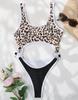 Dámské plavky s leopardím potiskem, výstřih do U, pas dutý, sexy jednodílné plavky v bikinách