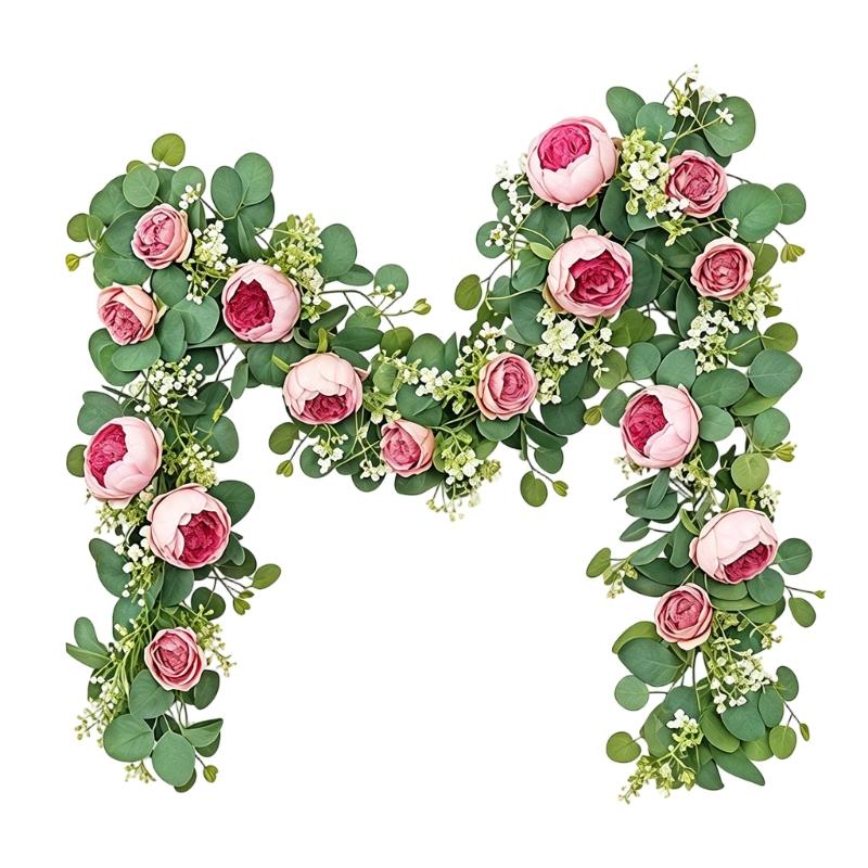 180cm Artificial Flower Vine with Camellia Rose Design Decorative Flower Garland for Wedding Arch Party Wall Backdrop Decoration