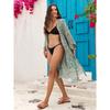 2 color cotton print vacation beach dress sexy belt dress sunscreen cardigan 3827