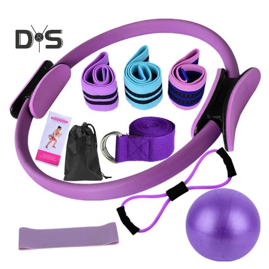 11ks/Sada Jóga Fitness Sada s Pilates kruhem Jóga míčem Glute Booty Páskou Osmičkovou odporovou gumou Strečinkovým pásem Domácí posilovací fitness vybavení