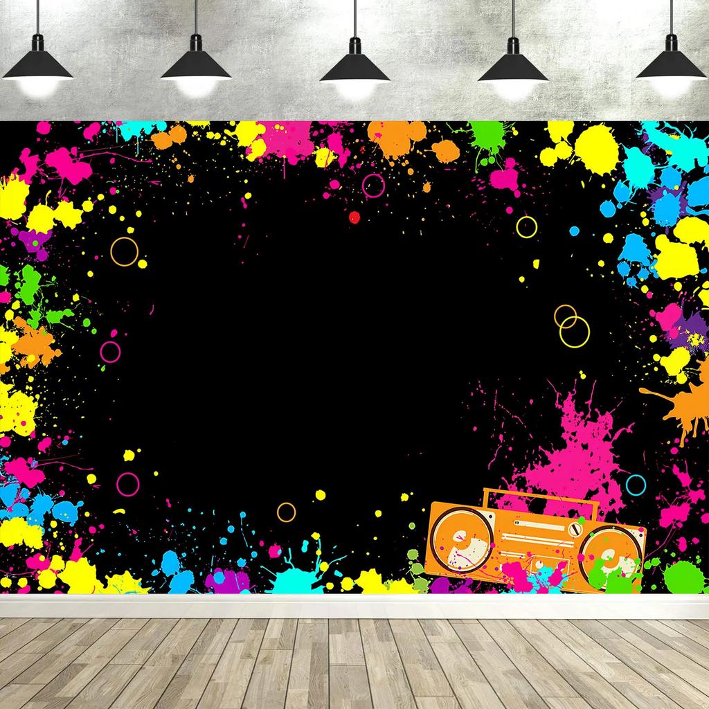 Colorful Neon Glow Party Backdrop  Vibrant Photography Background Birthday Decor Supplies for Studio  Photo Booth Props