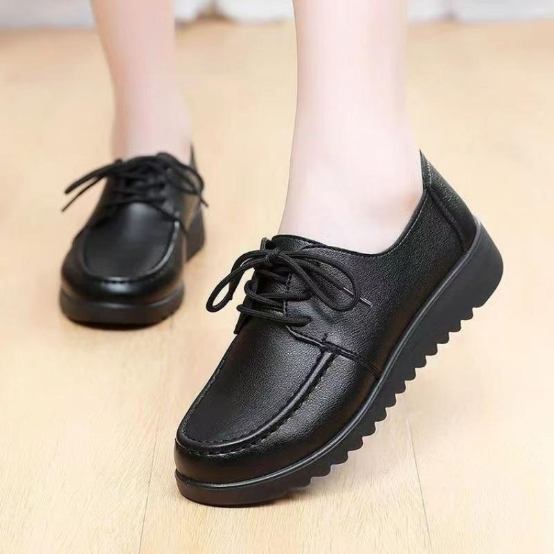 Fashion Shoes for Women Spring Autumn Soft Soled Loafers Black Leather Non-slip Casual Platform Comfortable Work Shoes Flat Sneakes
