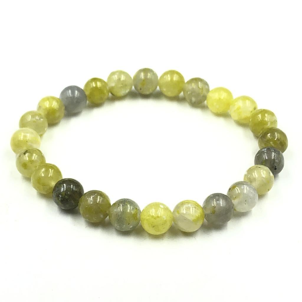 Pulsera de Piedra Natural Serpentina con Cuentas Redondas de 8 mm 7.5" Regalo Hecho a Mano para Acción de Gracias RBB-55