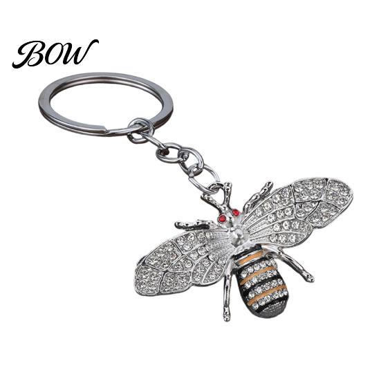Bee Keychain for Women Rhinestone Women, Bing Alloy Car Sturdy Key Ring with Chain Ring, Decorative Accessories Handbags Backpacks Holder