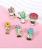 Potted Plant Pins Decorative Backpack Decor Enamel Pin Unique Flower Pins For Girls Accessories Clothing