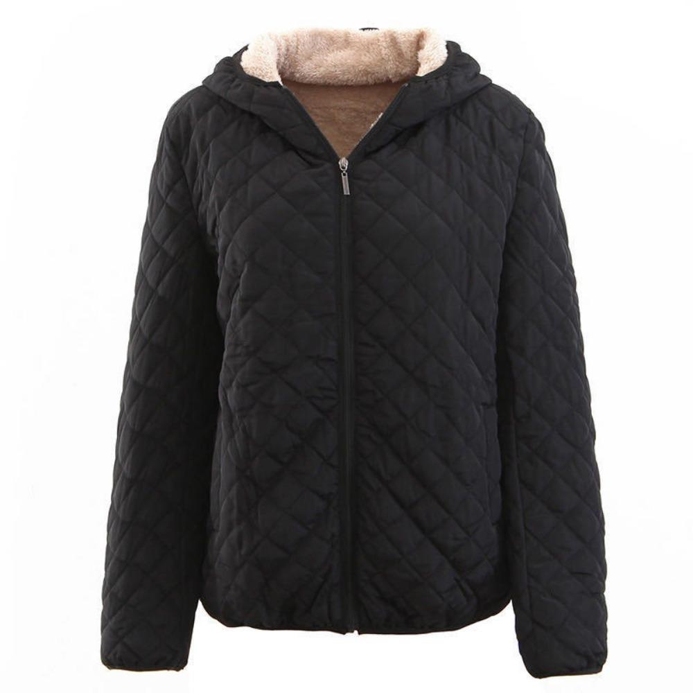 Women Autumn Winter Parkas Coat Jackets Women Lamb Hooded Plaid Long Sleeve Warm Winter Jacket