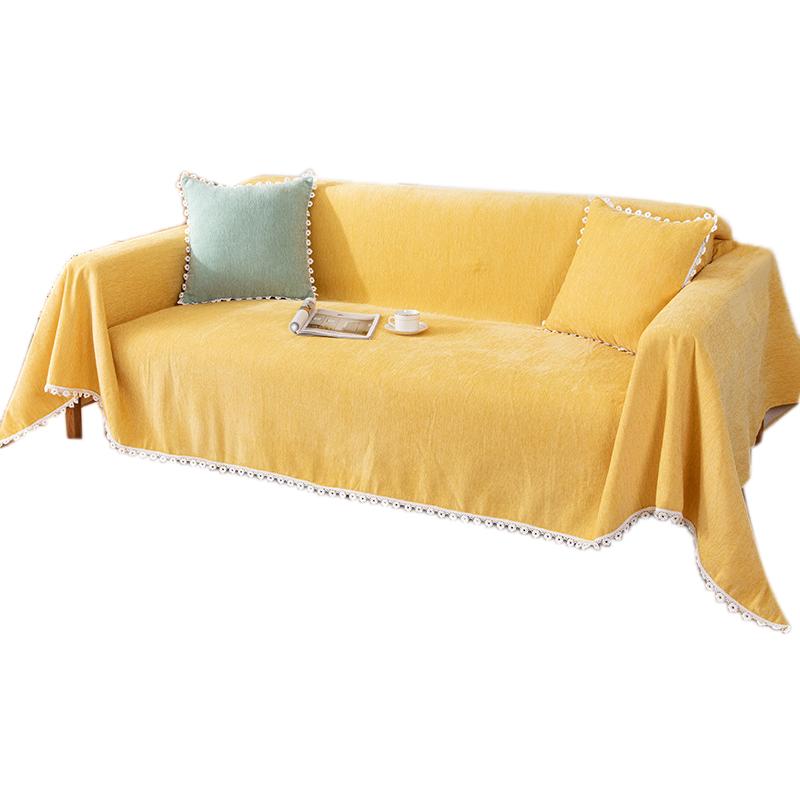 

Sofa Cover Chenille Nylon Multipurpose Machine Washable Couch Slipcover for All Seasons Pink 180x300cm/70.9x118.1in жовтий