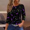 3/4 Length Sleeve Womens Tops Floral Print Vintage Fashion Casual Loose With Round Neck Plus Size Shirts