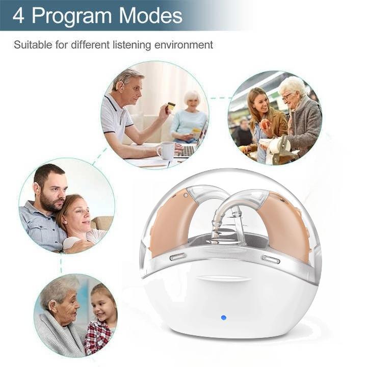 Rechargeable BTE Hearing Aids Digital Sound Amplifier for Elderly Parents Noise Reduction Portable Hearing Device Birthday