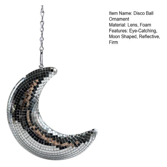 Disco Ball Eye-Catching Moon Shaped Disco Bal Reflective Hanging Ornament with Chain Hook Party Decor