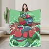 Bulbasaur Giant Flower Manga Plush Blanket Children Flannel Throw Blanket For Outdoor Super Soft Customized Bedspread Gift
