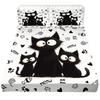 Halloween Black Cat Fitted Sheet,Cartoon Black Cat Bed Sheets Deep Pocket 30cm,Bed Sheet with Pillowcases for Kids Aldults