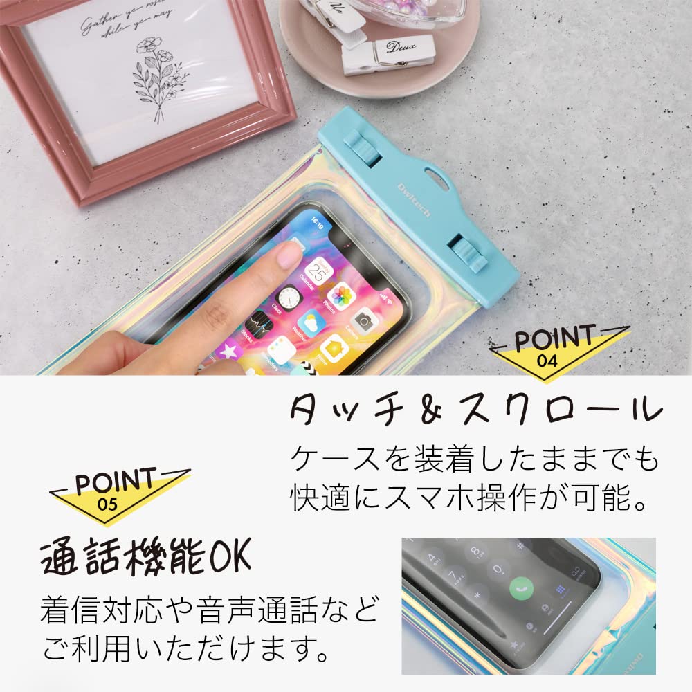 Owltech Waterproof Smartphone Aurora Allows Photography While Phone is IP68 Water Proof Blue Case, Color, Inside, Rating, Case, OWL-WPCSP18-AU