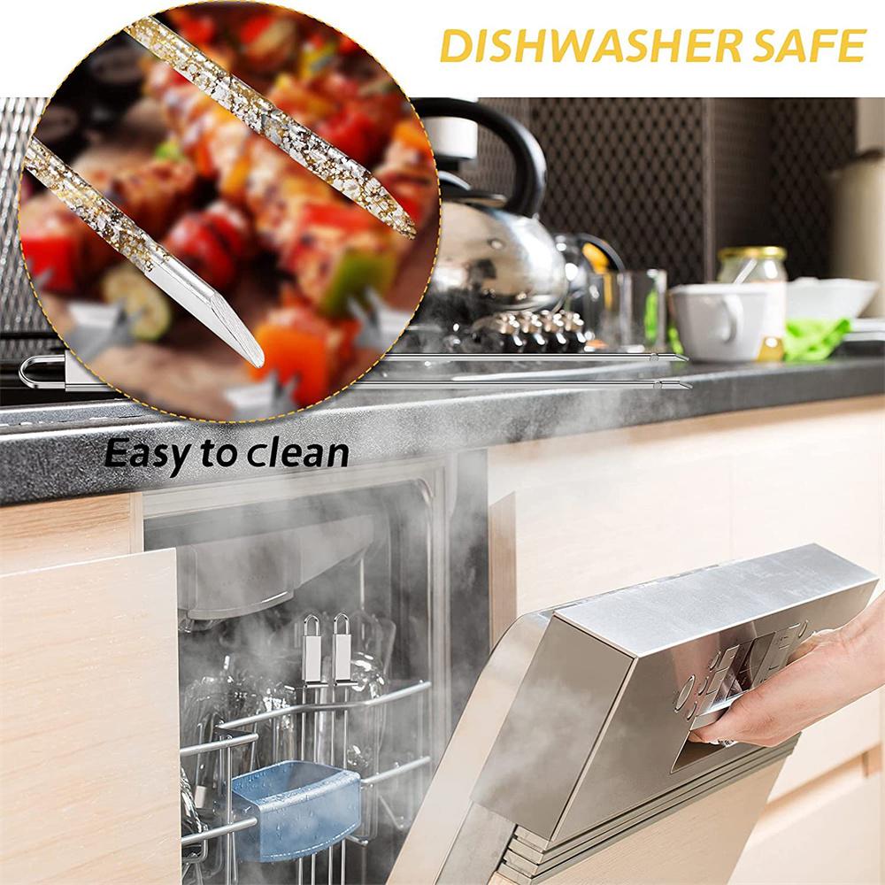 Kitchen Stainless Steel Skewer Reusable BBQ Fork Grill BBQ Needle Stick Easy To Penetrate Food Barbecue Fork Kitchen Accessories
