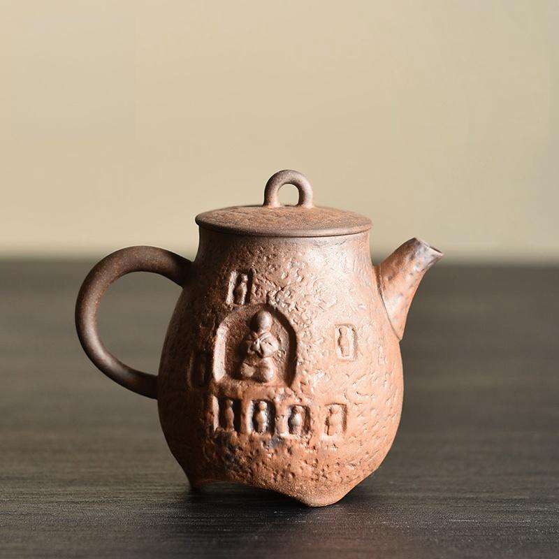 Raw Ore Rough Pottery Tea Pot, Handmade Tea Set, Single Pot, 120cc Small Tea Pot