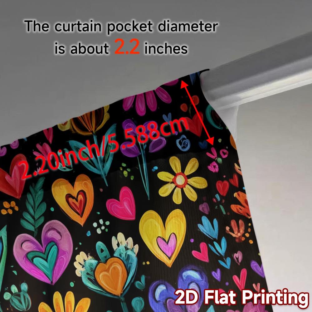 2pcs   2D FLAT PRINTING Curtains (Without Rod) Vibrant Blossoms Popular Light Filtering Curtains Machine Washable Fabric Curtains