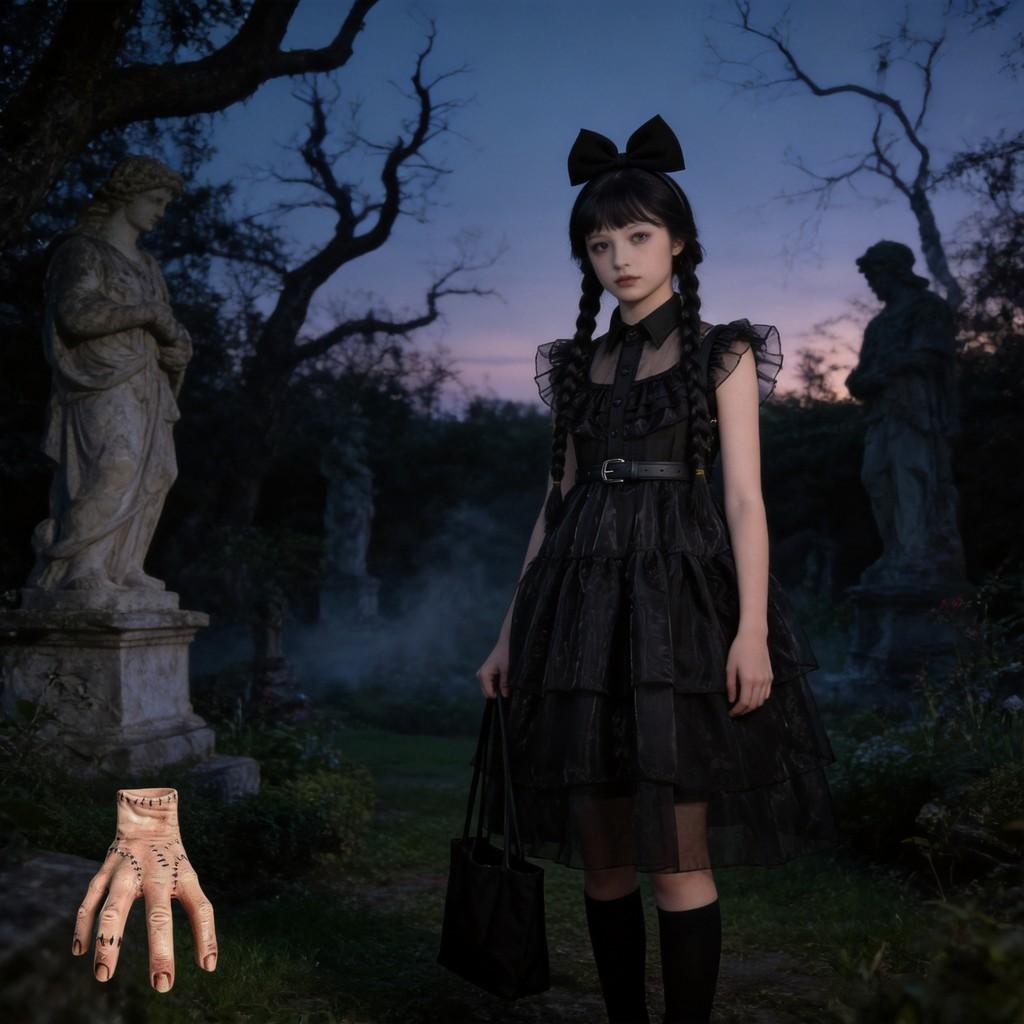 Mittwoch Addams Vintage Spitze Gothic Maxikleid für Mädchen 3 bis 8 Jahre