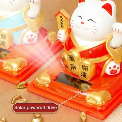 Ηλιακή Ενέργεια Κινέζικο Στυλ Καλωσόρισμα Φιγούρα Γάτας της Τύχης Κουνώντας Χέρι Ελαφριά Ενέργεια Άγαλμα Γάτας της Τύχης Στολίδι Κεντρικής Κονσόλας Αυτοκινήτου
