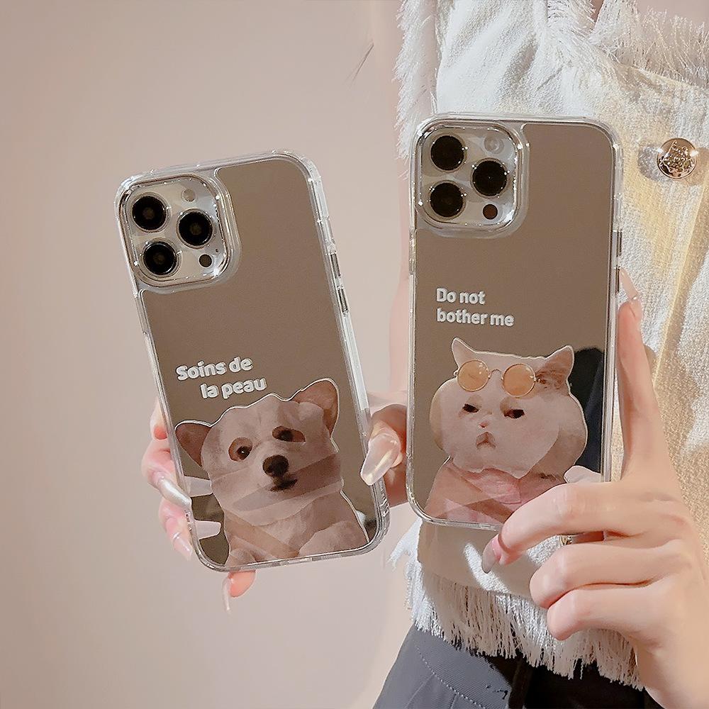 Niche Cute Face Masks for Cats and dogs16Applicable iPhone17promax Apple11Couple15Mirror Phone Case12