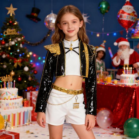 Korean Pop Anime Outfit Girl Troupe Cosplay Costume Skirt Coat Accessories Set Role Playing Clothes for Girls Halloween Cosplay Parties