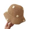 Foldable Straw Sun Hat With Wide Brimmed For Beach Vacation Summer Outdoor Activities Floral Design Breathable Women's Hat
