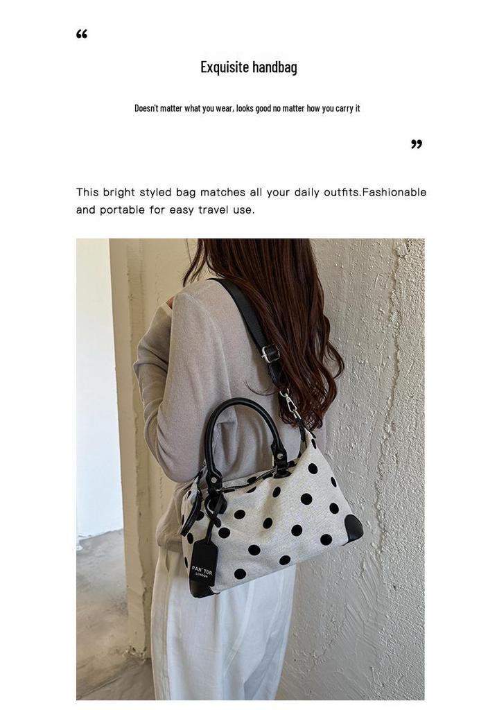 Women's 2026 Trendy Polka Dot Shoulder Bag - Large Capacity for Summer Fashion and Work Commute