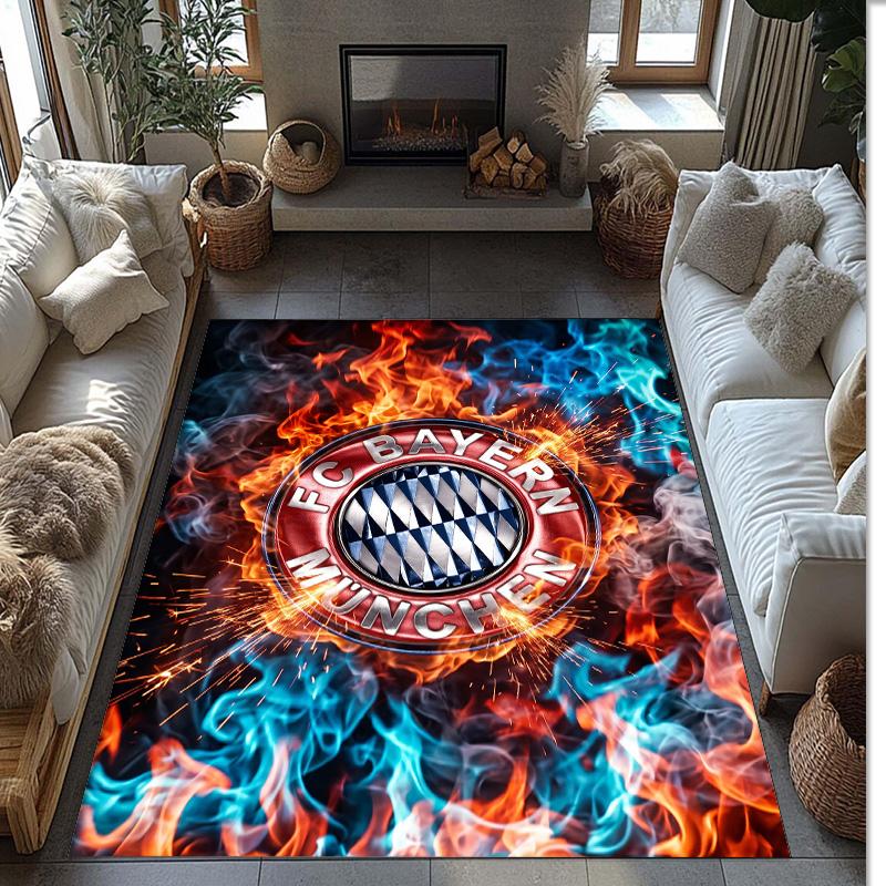 Tappeto Morbido Area Rug con Motivo Calcio Bayern Monaco Antiscivolo Tappeto per Pavimento Interno Tappetino Decorazione Sportiva per Camera da Letto