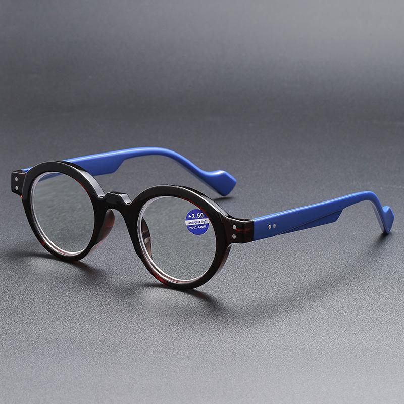 Round Frame Anti-Blue Reading Glasses Retro High Definition Japanese Flat Glasses Middle-Aged And Elderly Spring Reading Glasses