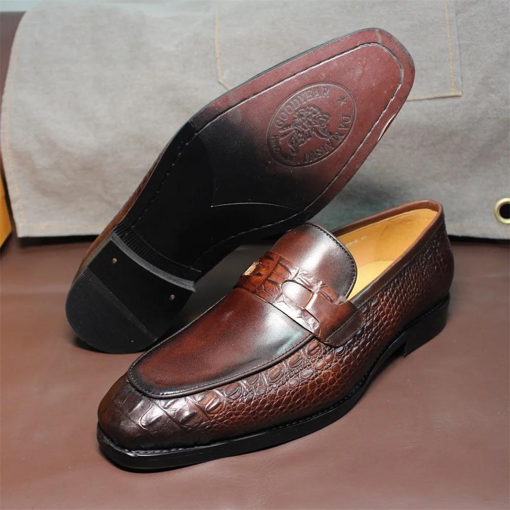 Fashion Classic Men's Cowhide Penny Loafers Casual Office Business Shoes Suitable for Formal Parties And Weddings